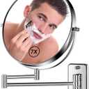 BTremary 8 Wall Mounted Magnifying Makeup Mirror 1X/7X Wall Mount Mirror Swing Arm Two-Sided 360 Swivel Bathroom Shaving Mirror for Men and Women in Hotel/Home, Chrome