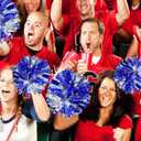 4Pcs Metallic Cheerleading Pom Poms, Creatiee 2 Pair Cheerleader Cheering Squad Pompoms for School Sports Dance Games Team Spirit Cheer (Blue-Silver)