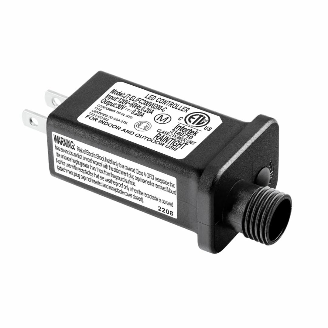 FITE ON LED Transformer 30V LED Controller Class 2 Power Supply, IP44 Waterproof Low Voltage Transformer US Plug Compatible with Christmas Light, String Light Indoor Outdoor Use (30V 6W 1Pack)