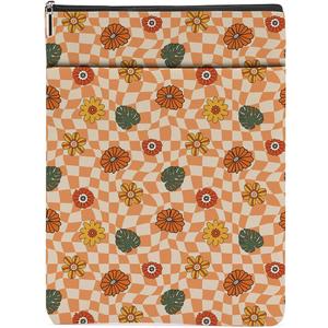 5 x Hippie Checkered Flowers Book Sleeve Rerto Book Accessories Book Lovers Gifts Waterproof Book Cover Book Pouch Book Protector Bookish Gifts for Readers Women Girls Bestie Graduation Christmas birthday (Multicolour 0899)