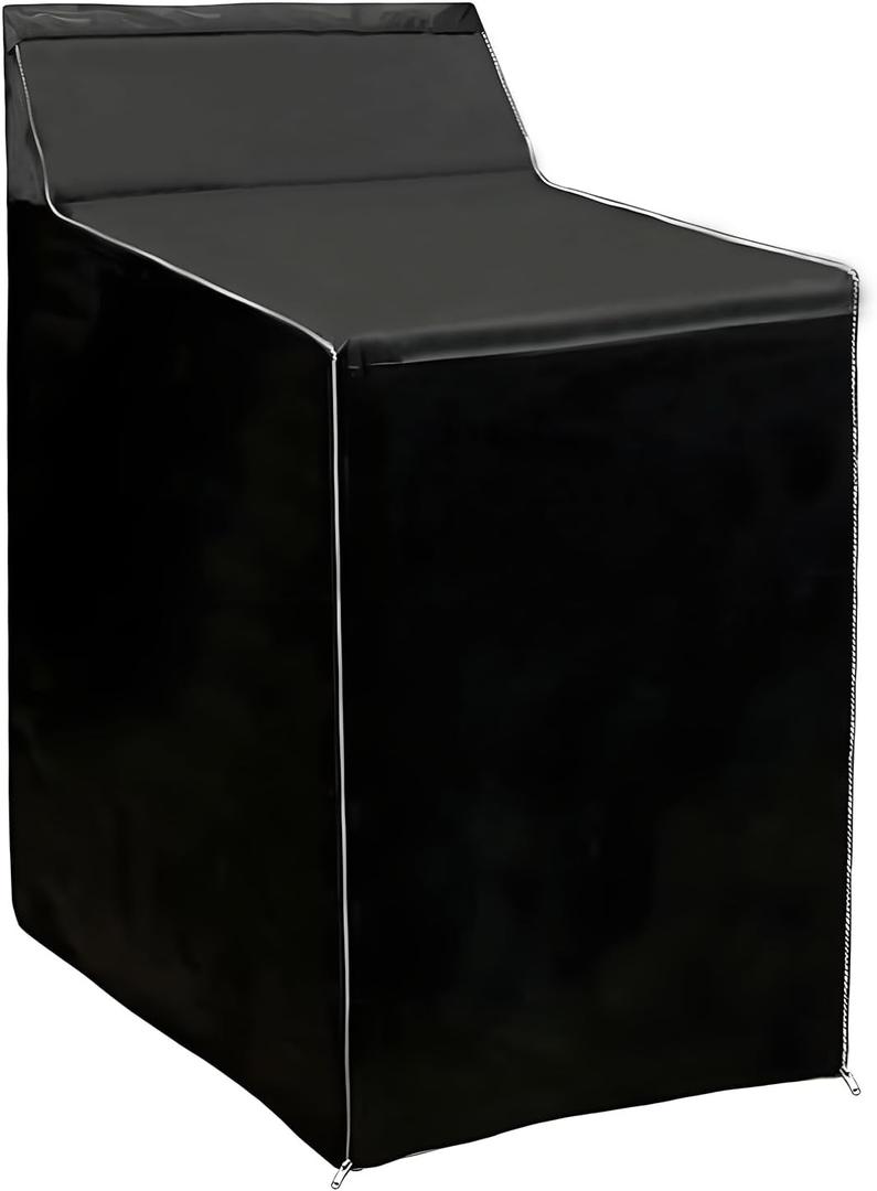 1Pack Washer and Dryer Covers Outdoor Washing Machine Cover for Top and Front Load 420D PU Waterproof Laundry Dryer Cover with Zipper and Storage Bag, W29x D28x H43 (Black)