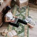 Ileading Vintage Runner Rug for Hallway, Machine Washable Area Rug Runners with Rubber Backing, Non Slip Kitchen Floor Mat for Bedroom Livingroom (Green 2x6ft)