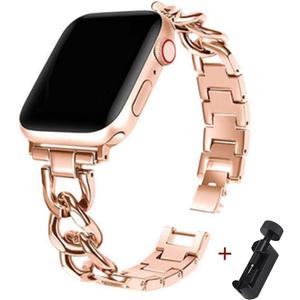 Slim Metal Band for Apple Watch Bands for Women 40mm 41mm 42mm 44mm 45mm 46mm 38mm 49mm,Thin Stainless Steel Strap Adjustable Wristband for iWatch Bands Series 11 10 9 8 7 6 5 4 3 2 SE2/3 Ultra 2/3 (03-Rose Gold)