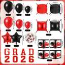 Seenelling Red Black 133 Pcs Graduation Decorations 2026 Set Red Black Balloons Boxes with Letters 2026 Grad Square Foil Balloons Complete Party Supplies for High School College Celebrations