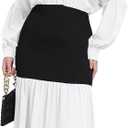 Ekaliy Women's Puff Long Sleeve Shirt Dress Elegant Button Down Loose Swing Party Maxi Dress (White, L)