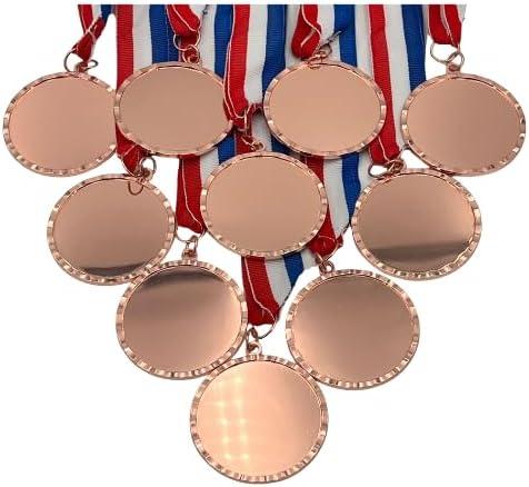 Express Medals Various 10 Pack Styles of Blank Award Medals with Neck Ribbons Trophy Award Prize Gift (Design 15)