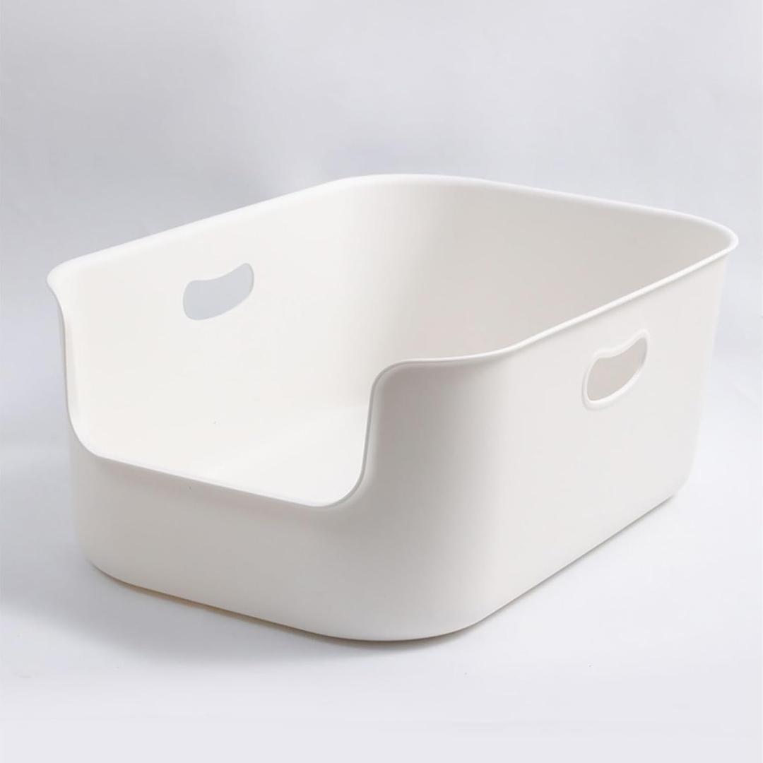 SpaceTime Extra Large Litter Box with High Sides,22.64"14.76"8.66" XL Multi Cat Litter Pan for Kitty,Cat Boxes for Indoor Cats,Jumbo Litter Boxes for Big Cats,Anti-Splashing,Easy to Clean (White)