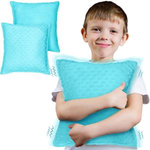 Subao 12" Vibrating Toddler Pillow with Two Textures, Sensory Toys for Kids with Autism, ADHD, Birthday & Xmas Gift for Boys & Girls Aged 4-10, Blue