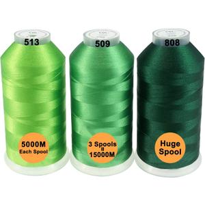 New brothreads - 40 Options- Various Assorted Color Packs of Polyester Embroidery Machine Thread Huge Spool 5000M for All Embroidery Machines -Different Greens