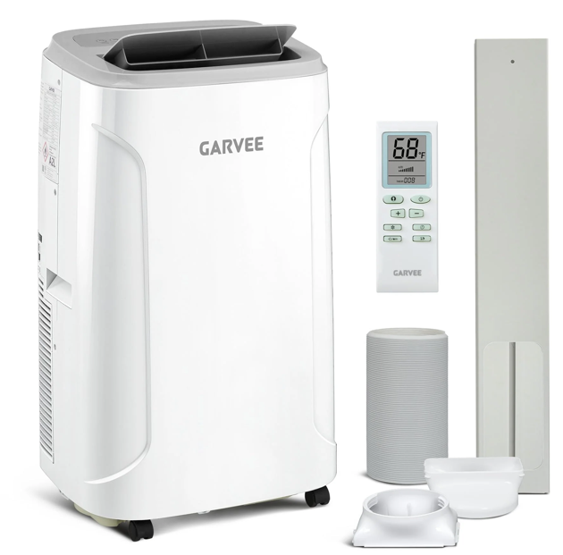 Garvee Portable Air Conditioner 14,000 BTU, Dehumidifier, Fan with Remote Control & LED Touch Panel, 3-in-1 AC Unit, Cools Up to 750 Sq Ft, 360° Wheels & Window Kit for Bedroom, Apartment, Office