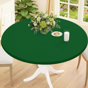 Smiry Round Spandex Tablecloth, Fitted Table Cover for 42"-50" Tables, For Up to 42"-50" Round
