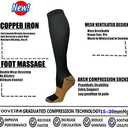 Graduated Copper Compression Socks for Men & Women Circulation 8 Pairs 15-20mmHg - Best for Running Athletic Cycling (L/XL, 01 Black)