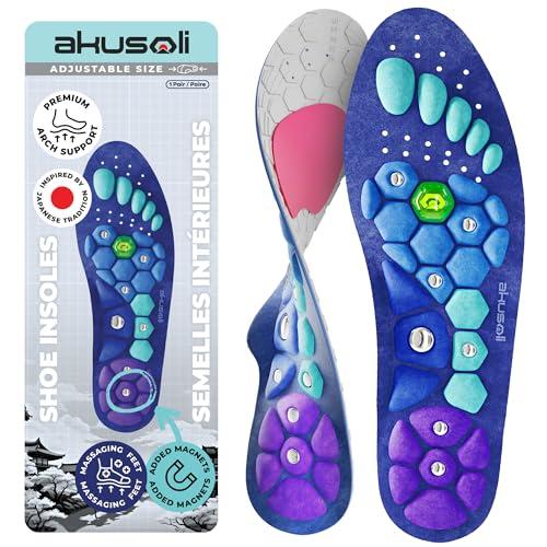 Akusoli Acupressure Insoles, Arch Support and Work Boots Insoles USA:10-14 L/XL