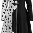 Pexlaxy Kids Girls Black White Costume Halloween Cosplay Coat Cloak for Child Size 150