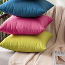 MIULEE Pack of 3 Outdoor Waterproof Throw Pillow Covers Decorative Outdoor Pillowcases Piping Edge Water Resistant Cushion Covers for Patio Garden Couch Chair Tent Balcony, 18x18 Inch Hot Pink (Pink/Yellow/Blue)