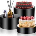 Weysat 3 Pcs Acrylic Risers for Display Stands, Round Cake Dessert Stand 3 Sizes, 6"x2", 7"x4", 8"x6", Food Risers Cylinder Nesting with Hollow Bottom for Wedding Parties Brunch Jewelry Show (Black)