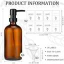 Maxcheck 6 Pack 16 oz Amber Glass Soap Dispenser Bathroom Hand Soap Dispenser with Pump with 16 Pcs Waterproof Labels Funnel Dish Liquid Bottle for Kitchen Bathroom(Plastic)