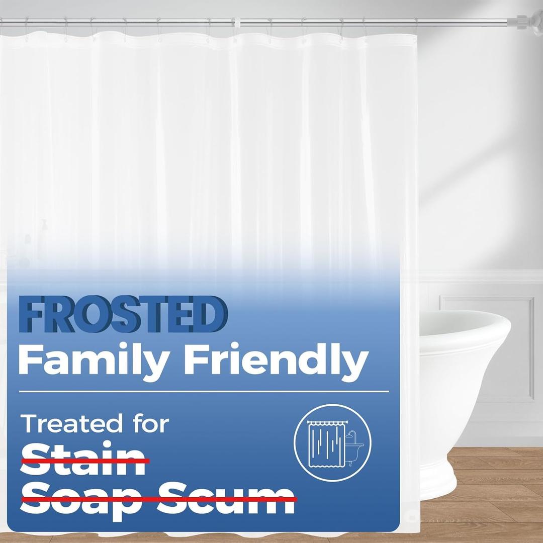 downluxe Shower Curtain Liner, PEVA Plastic Shower Liner with 3 Magnets, 72" x 72" Waterproof Bathroom Curtain, Frosted, 1 Pack