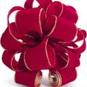 Traico Christmas Tree Topper Bow - Bow: 11" sq. - Tails: 3 Yards Long Each - Velvet Red