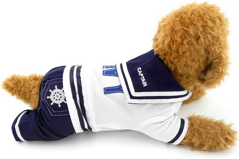 PEGASUS SELMAI Puppy Shirts Navy Small Dog Coat Pattern Pet Outfits Doggie Chihuahua Clothes Jumpsuit XL