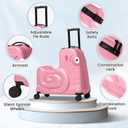 Kids Ride-on Luggage with Spinner Wheels Suitcase, Kid's Ride-On Suitcase Help Your Child Relax, Carry On Trolley Luggage with Password Lock (Pink, 22 inches)