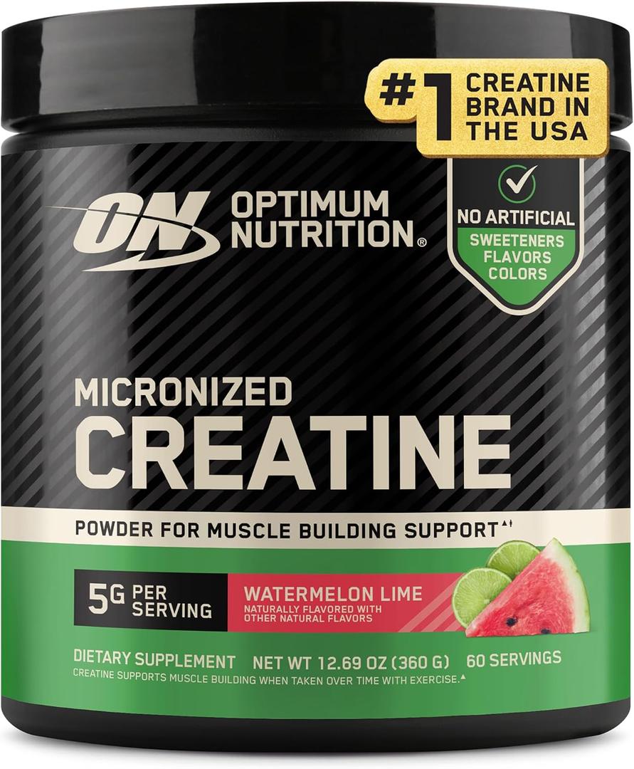 Optimum Nutrition Creatine Monohydrate Powder, Watermelon Lime, 60 Servings (EXP 11/19/26)