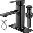 Bathroom Faucet Black Sink Single Hole Single Handle Vanity Sink Faucet Matte Black Modern Commercial RV with pop-up Drain for 1 or 3 Hole Bathroom Sink (short)