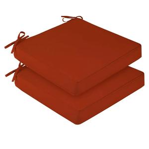 downluxe Waterproof Outdoor Chair Cushions Set of 2, 19" x 19" x 3" Patio Chair Cushion with Non-Slip Ties & Handle, Square Outdoor Cushion for Patio Furniture with Removable Cover, Orange