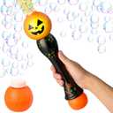 JOYIN Halloween Glowing Pumpkin Bubble Blower Wand, Light Up Automatic Bubble Machine with 2 Bubble Solutions, Halloween Party Favors Toys, Kids Outdoor Toys