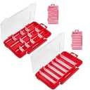 Geinxurn Small Flat Storage Parts Organizer, 2Pcs Red Portable Transparent Plastic Small Parts Tool Box with Removable Dividers, Screwdriver Bit Cases Storage(2 Pieces)