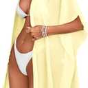 Womens Swimsuit Cover Up Shirts Oversized Beach Bikini Bathing Suit Coverups Beachwear Button Up (Yellow), Oversized