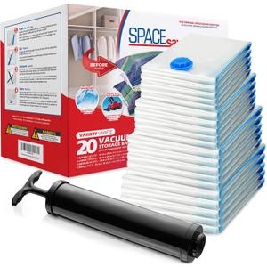 20-Pack Variety Vacuum Storage Bags for Comforters, Blankets & Clothes  Vacuum Sealed Compression Bags with Hand Pump  Space Saver Storage Bags for Bedding,Travel & Organization (5S, 5M, 5L & 5XL)