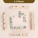 Dominoes and Tic Tac Toe Game Set, 28 Tiles Dominos with 4 Wooden Racks, Wood Tic Tac Toe Classic Board Games, Portable Travel Game with Carrying Case