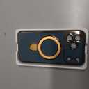 Compatible with iPhone 17 Pro Max Case with Magnetic Ring Stand [Compatible with Mag-Safe] [Full Camera Lens Protector] Soft Plating Phone Case for iPhone 17 Pro Max 6.9", Grey Blue