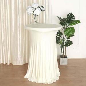 Efavormart Ivory Round Spandex Cocktail Table Cover with Natural Wavy Drapes - Perfect for Wedding, Party, Indoor & Outdoor Events, Holiday Parties, Showers, Corporate Affairs, Banquet, 43"L x 30"W