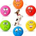 HOLYSTEED Latex Dog Squeaky Toys, Rubber Soft Small Dog Toys Chewing Squeaky Toy, Fetch Play Balls Toy for Puppy Small Pets 6pcs (Burger Shape Assorted Color)