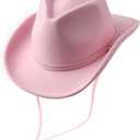 AQOKKA Kids Cowboy Hat Western Toddler Cowgirl Hat Baby Cowboy Wide Brim Felt Fedora Hat with Buckle Belt for Boys Girls