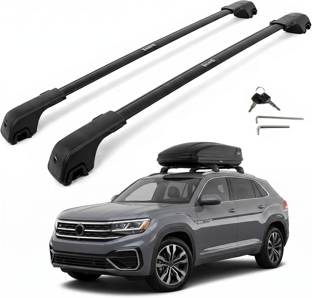 350 lbs Aluminum Roof Rack Cross Bars Fit for VW Tiguan 2018-2026 (Not for Limited) and Taos 2022-2026, Lockable Crossbars Luggage Cargo Carrier, Long-Distance Travel, Rooftop Accessories