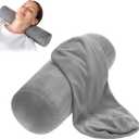 2 Pack Round Neck Pillow Soft Bolster Pillow Covers with Hidden Zipper Neck Roll Pillows Cases Necks Roll Pillowcase Breathable Cylinder Pillows for Cylindrical Cushion, 18 X 6 Inch (Gray)