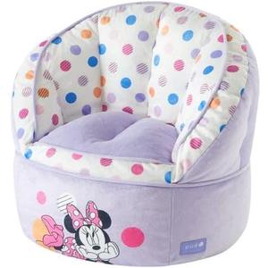 Idea Nuova Disney Minnie Mouse Purple with Polka Dots Round Bean Bag Chair for Kids, Ages 3+, Large