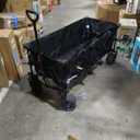 Sekey 48''L Collapsible Foldable Extended Wagon with 440lbs Weight Capacity, Heavy Duty 300L Folding Utility Garden Cart with Big All-Terrain Beach Wheels & Drink Holders. Black