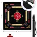 Mahjong Mat for Table 33” x 33”, Premium Non-Slip Noise-Reducing Table Cover, 2mm Thick Waterproof Rubber Game Mat with Carrying Bag – Foldable Mahjong Table Mat for Mahjong, Poker, Card & Board Games