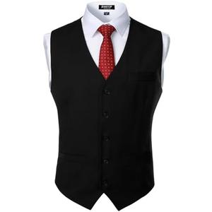 JEMITOP Men's Classic Slim Fit Dress Vest Formal Wedding Prom Tuxedo Suit Vest with Pocket, Small