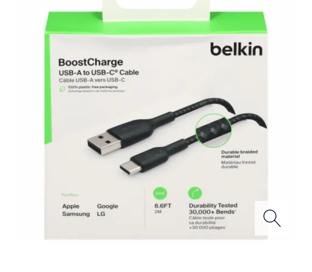 Belkin Black Braided USB-A to USB-C Charging Cable