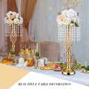 Sieral 12 Pcs Gold Wedding Centerpieces for Table Gold Crystal Flower Stand 19.3 Inch Tall Vase with Chandelier Metal Flower Holders for Wedding Bridal Shower Party Reception Dinner Tabletop Decor