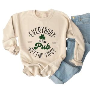 Yimoya St Patricks Day Sweatshirt Women Lucky St Patty Day Shirt Long Sleeve St Patricks Graphic Tops （S, Cream-6）