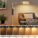 GyroVu Traditional Height Adjustable Pharmacy Floor Lamp with 350° Swing Arm, Color Temperature Adjustable Standing Lamp Metal Shade for Living Room Reading House Bedroom Home Office(Gold)