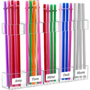9.8'' Large Acrylic Straw Holder for Cabinet Door - [2025 Newly Upgraded] Reusable Tumbler Straw Organizer Storage with Ultra Sticky Cupboard Door Mounted & Sticker,Small Kitchen Accessories Container