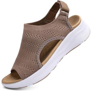 Women Arch Support Orthotic Walking Sandals Open Toe Adjustable Ankle Strap, EU 40