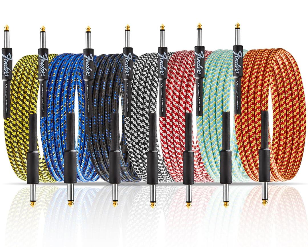 gisgfim 7 Pack Guitar Cable 10Ft Instrument Cables Bass Amp Cord for Bass & Electric Keyboard Effector Microphone Accessories Electrical Cables for Musical Instruments Equipment(Multicolored)